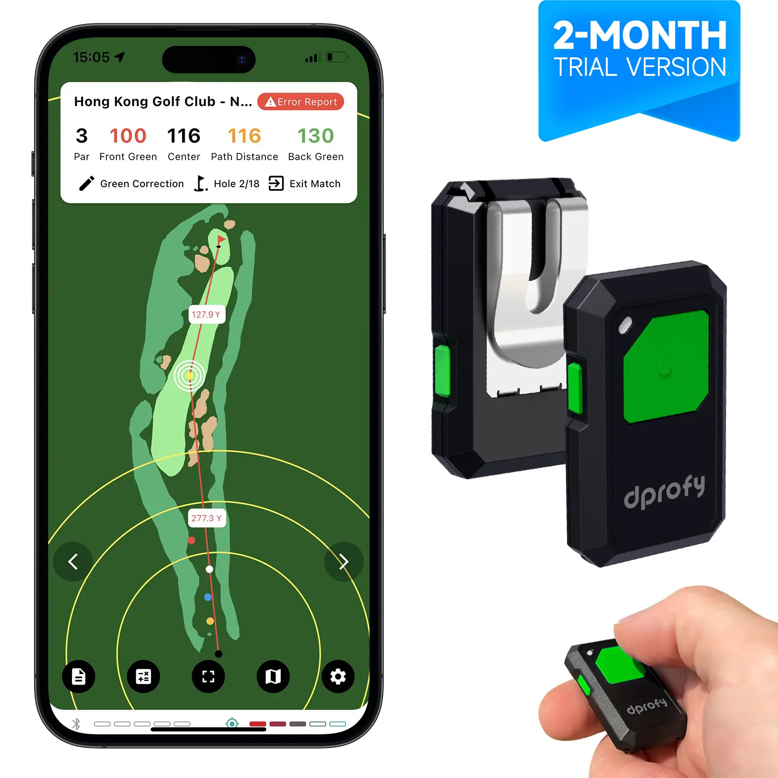 Dprofy Golf GPS Voice Rangefinder – 1 Physical Device + 2-Month App Trial – Hear Distance, Stay Focused – $5.99 Trial (No Refund)
