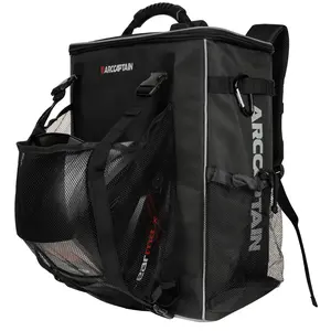 ARCCAPTAIN Adjustable Welding Tool Backpack - Large Capacity Tactical Helmet Organizer Bag, Ultra-Light Black Multipurpose Adjustable Backpack for Men with Bottle Hook, Ground Clamp, Lunch Storage, Ideal for Welding, Outdoor Use