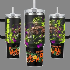 Broly Dr Super Legendary Saiyan Energy 40oz Stainless Steel Insulated Tumbler Mug with Handle & Straw Dragon Fans