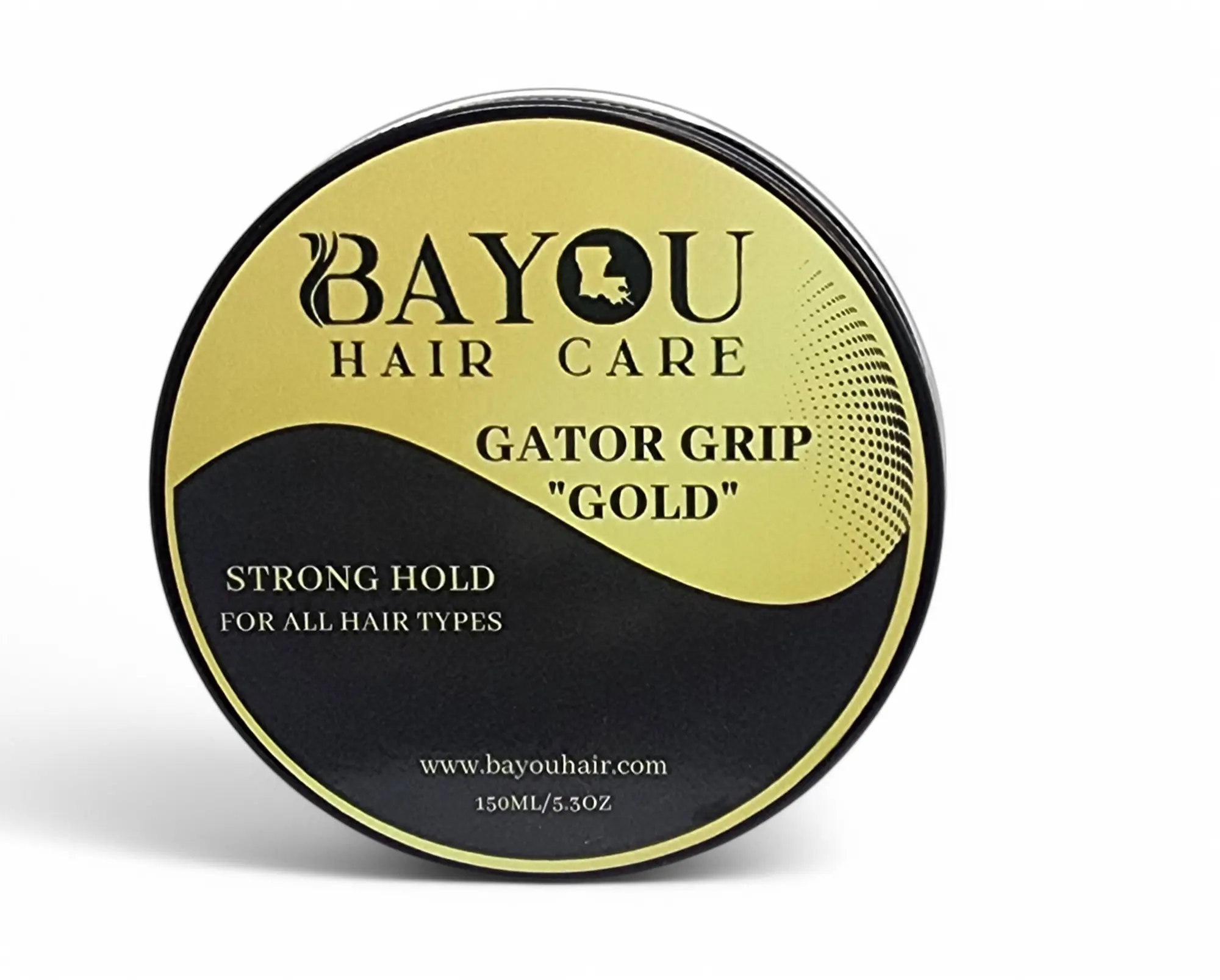 Bayou Hair Care Gator Gold Edge Control Gel - 150ml/5.3oz Aqua-Based, Non-Toxic, Cruelty-Free Haircare Product, Brush-Compatible, Strong Hold, Frizz Control, No Residue, Smooth Finish for Curly & All Hair Textures, Unisex
