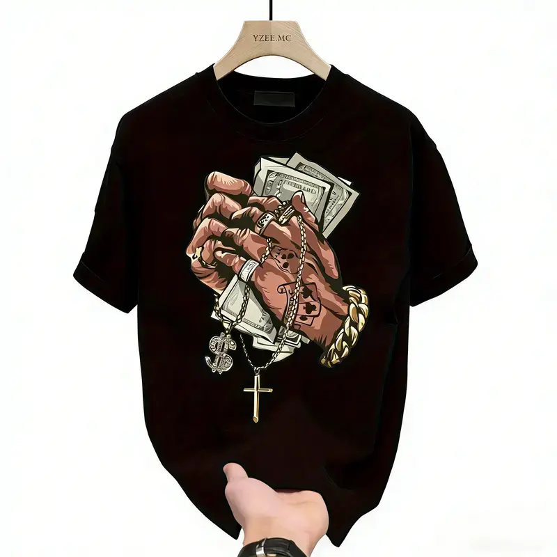 Men's Round Neck Short-Sleeve Casual T-Shirt - Menswear for Daily Wear, Urban Style Looks