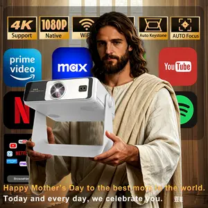 The perfect Mother’s Day gift: a projector with touchscreen, built-in apps and 180° rotating stand. With Wi-Fi, Bluetooth and 1080p resolution, it connects seamlessly to phones, ideal for a cozy bedroom home theater.