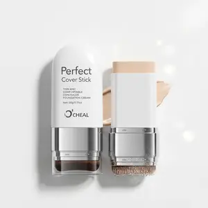 Full Coverage Concealer Stick O'CHEAL, 2 in 1 Foundation Concealer with Brush, Thin Comfortable Non-Caking, Long Lasting Flawless Finish, Covers Blemishes Dark Circles for All Skin Types