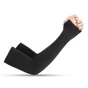 Women's Solid Color Ice Silk Arm Sleeves, Summer Cooling Sun Protection Finger Sleeves for Driving