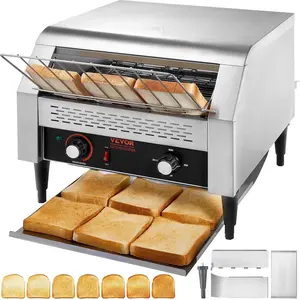 【Summervibes】VEVOR Commercial Conveyor Toaster,  450 Slices/Hour Conveyor Belt Toaster, Heavy Duty Stainless Steel Commercial Toaster Oven, Electric Restaurant Commercial Toaster for Toast Bun, Bagel, Bread