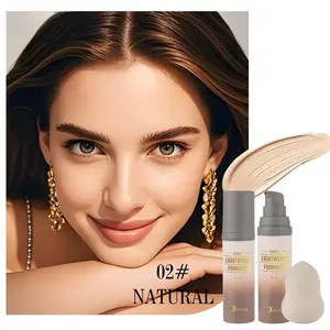 Skin-like Liquid Foundation + Makeup Sponge | No Cakey, No Flashback | Buildable Coverage for Oily & Dry Skin | BB Cream Alternative