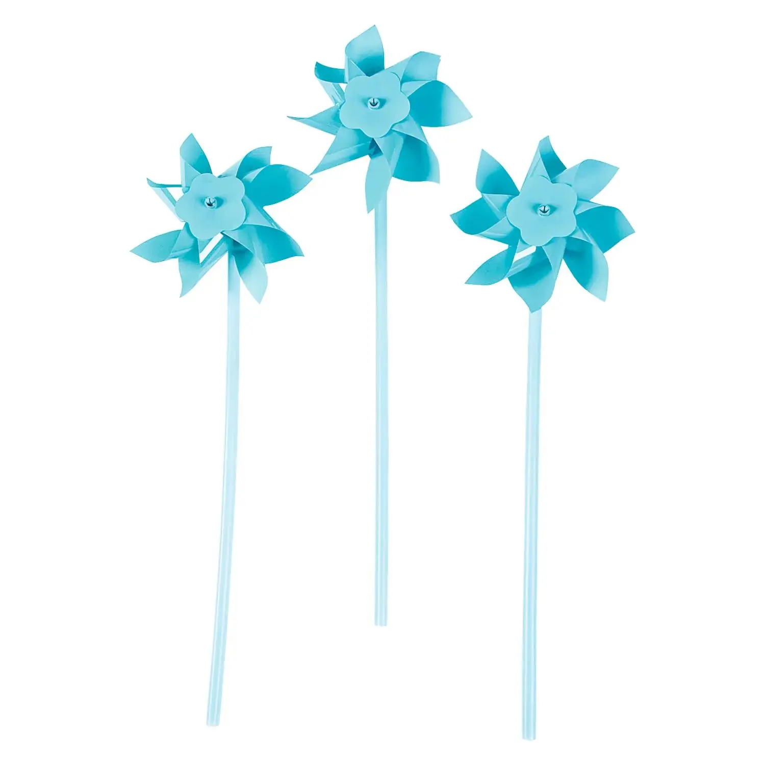 Light Blue Plastic Pinwheels - 3 Dozen (36 Pc) 4¼ in Size Classic Novelty Toy, Simple Assembly Decor & Wedding Event Props (Oriental Trading Company)