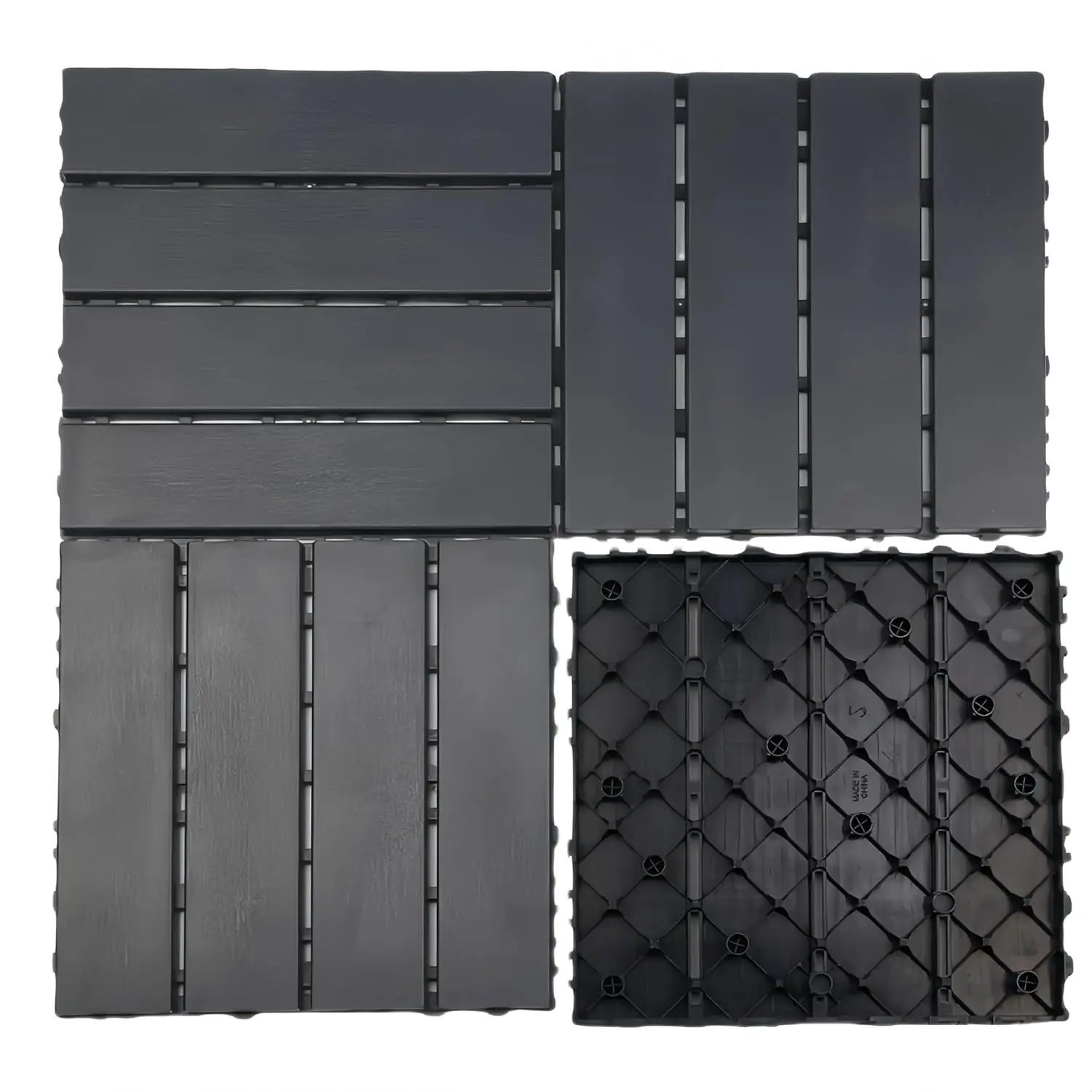 44-Piece PP Plastic Interlocking Decking Tiles, 12"x12" Waterproof All-Weather Outdoor Flooring for Patio, Balcony