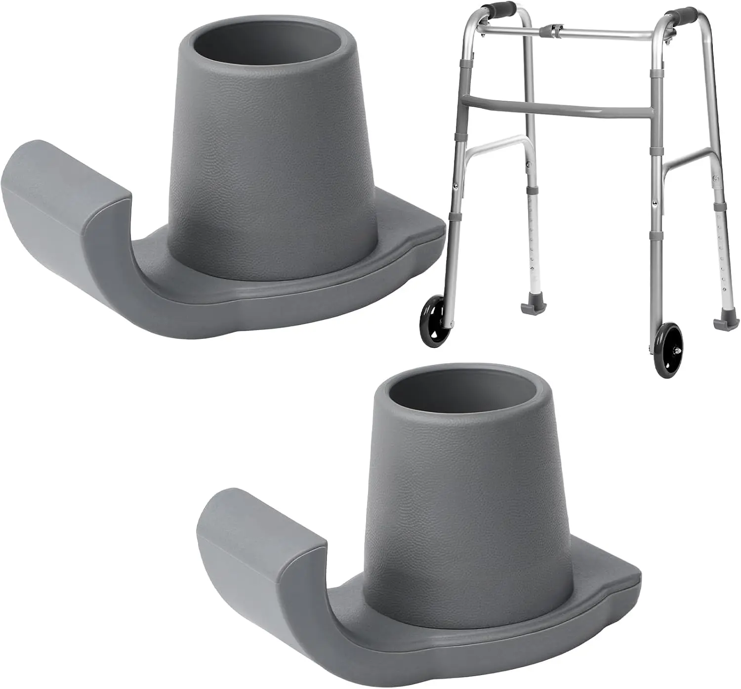 2 Pcs Walker Ski Glides, Universal 1 1/8 Inch Skis for Folding Walkers Smooth Gliding Replacement Feet, Heavy Duty Walker Accessories for Seniors, Fit for Carpet, Concrete & Hardwood Floors