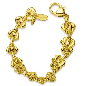 Premium Unisex Stainless Steel Chain Bracelet - Hypoallergenic Gold-Tone with Amtikiss Pendant - Authentic & Elegant Design for Men & Women