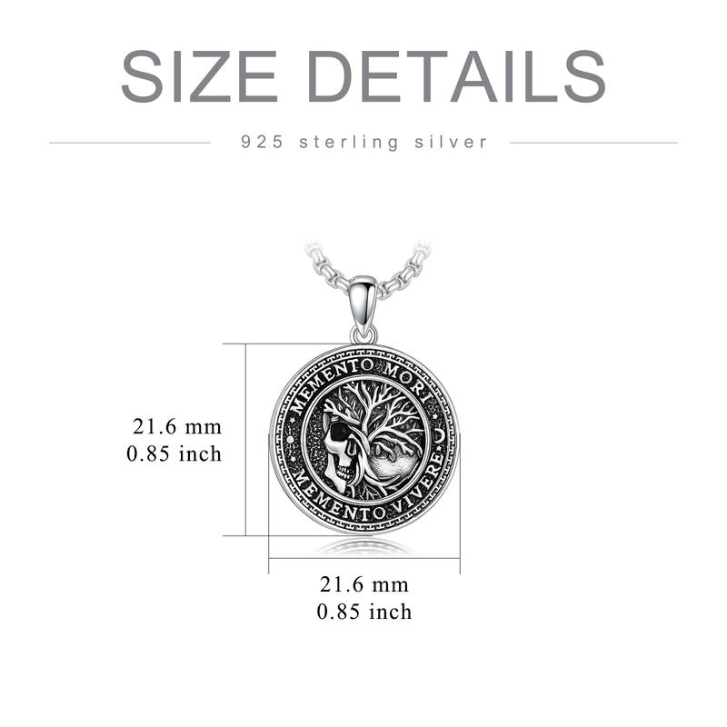 MEIDERBO Jewelry Memento Mori Necklace for Men 925 Sterling Silver Memento Mori Pendant Gothic Skull Pendant Amulet Protection Jewelry Gifts