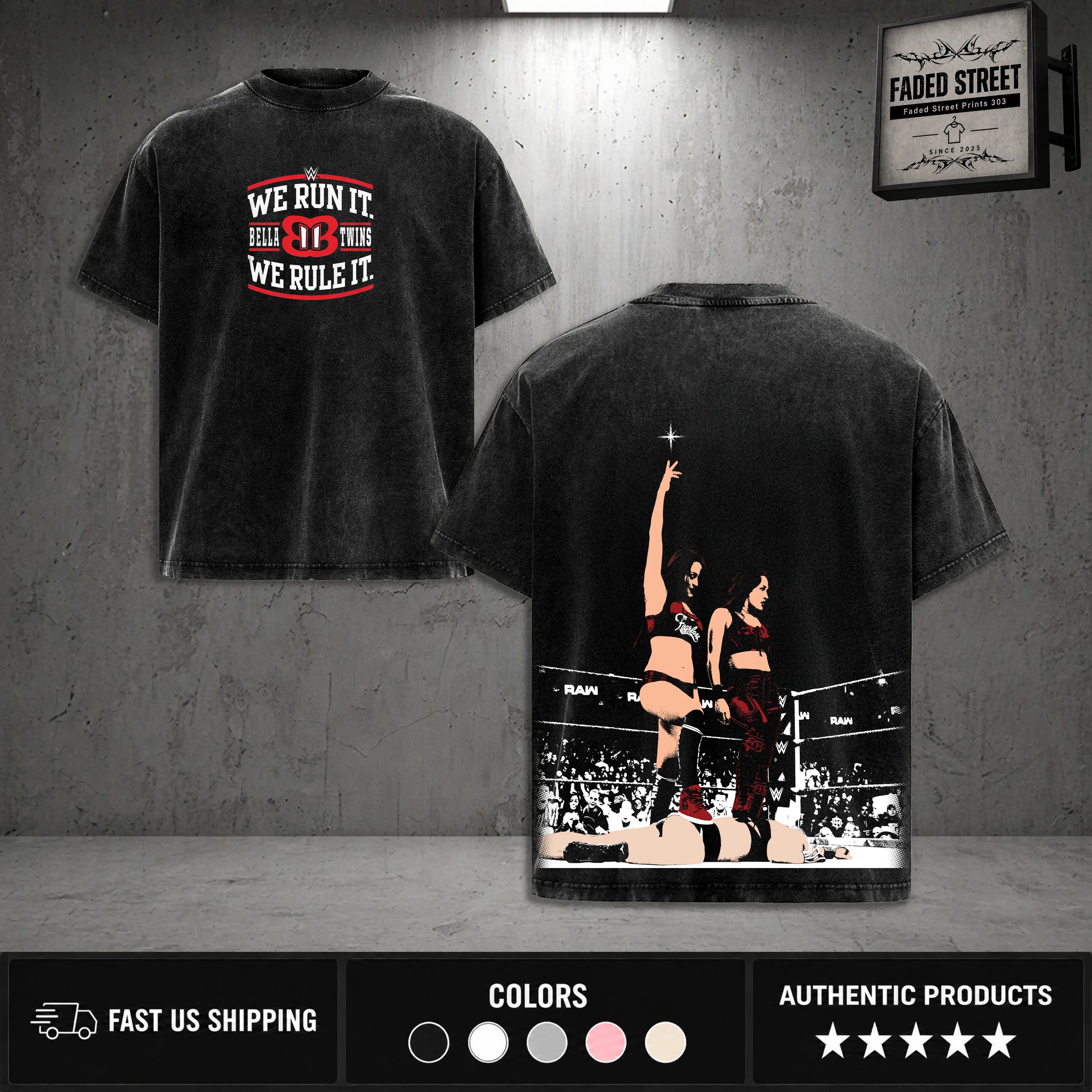 THE BELLA TWINS WASHED TEE, Wrestling Graphic Tee, Wrestler Shirt, Sports Shirt, Vintage Wresting Shirt, Wrestling Gift tshirts Menswear Top