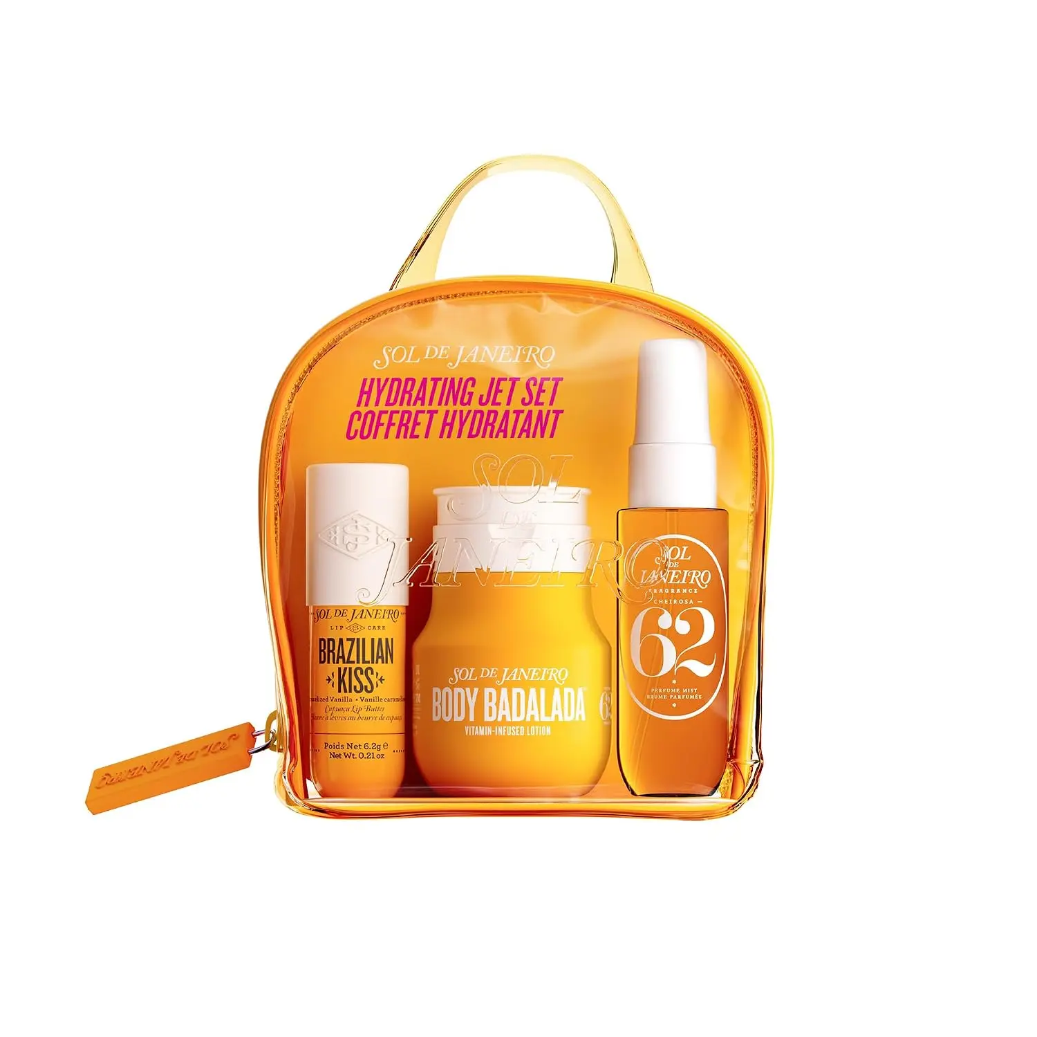 Sol de Janeiro Hydrating Jet Set Cheirosa 62 Travel Size Skincare Minis |   Beauty Travel Toiletries |   Brazilian Kiss Lip Butter, Body Badalada Body Lotion, and Cheirosa 62 Perfume Mist |   $44 Value