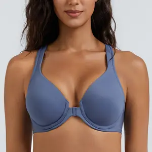 MELENECA Women's Racerback Front Closure Bras Plunge Unlined Full Coverage Seamless Underwire Bra