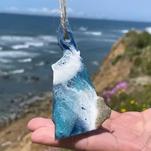 New Hampshire Ornament Handmade Ocean Resin Ornament with Real Sand