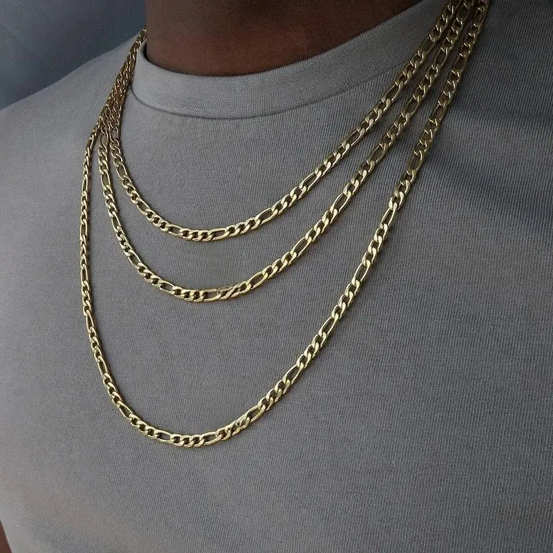 18K Gold 4MM Figaro Chain Necklace For Women Men Fashion Hip Hop Punk Necklaces Jewelry Wholesale 40-75cm