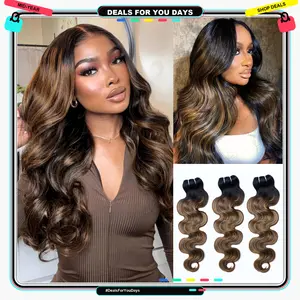 [Summervibes] T1B/P4/27 Highlight 10A Brazilian Body Wavy 100%  Virgin Human Hair Weave Bundles Hair Extensions