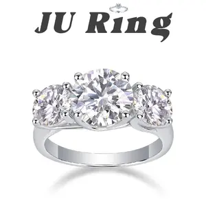 #9 B4  (Three Stone) 3 ct  925 Sterling Silver Lab-Grown Moissanite Main Ring Gifts for Women Stacks