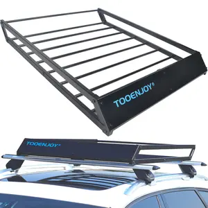 Roof Rack Cargo Basket, 43’’x 35’’x 4.7’’, Anti-Rust Rooftop Cargo Carrier with Removable Wind Fairing, Universal Car Top Luggage Holder for Car, SUV and Truck, 150 lbs Capacity