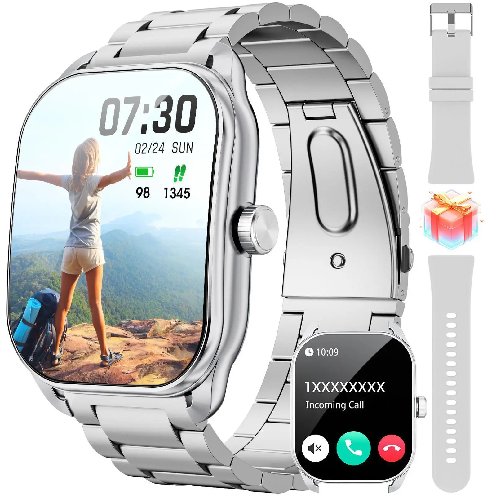 Smart Watch for Men Answer/Make Calls, 2.01" Fitness Watch with Step Counter, 100+ Sports, Waterproof Fitness Smartwatches Compatible with Android iOS