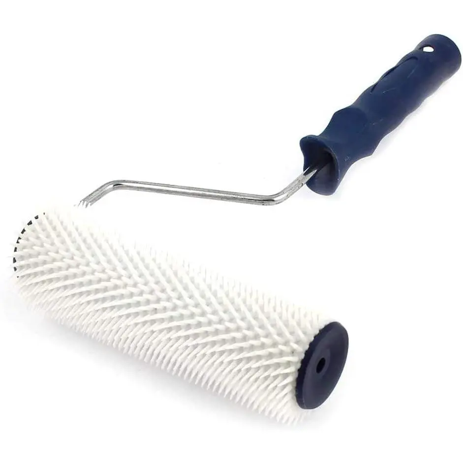 1 Piece 23cm/9in Spiked Roller Ventilated Latex Floor Self-Leveling Trowel - Hardware Plastering Tool with Expansion Feature & Comfortable Handle for Flooring Applications