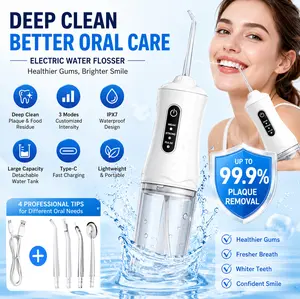 Portable Electric Water Flosser, Rechargeable Oral Irrigator with 3 Modes, 4 Jet Tips - Travel-Friendly Dental Care Tool for Tonsil Stone Removal, Ideal Adult Birthday Gift, Portable Water Flosser