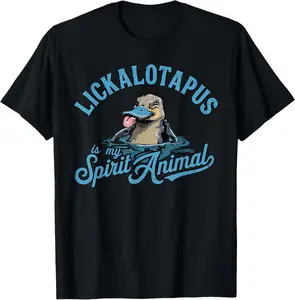 Cotton Graphic Tees Streetwear Gifts  Lickalotapus Is My Spirit Animal Funny Platypus Humor T-Shirt