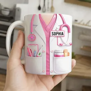 Personalized Nurse Mug, Custom Name Nurse Coffee Cup, Cute Medical Icons Coffee Cup, Nurse Graduation Gift, Medical Gifts, Nurse Gifts