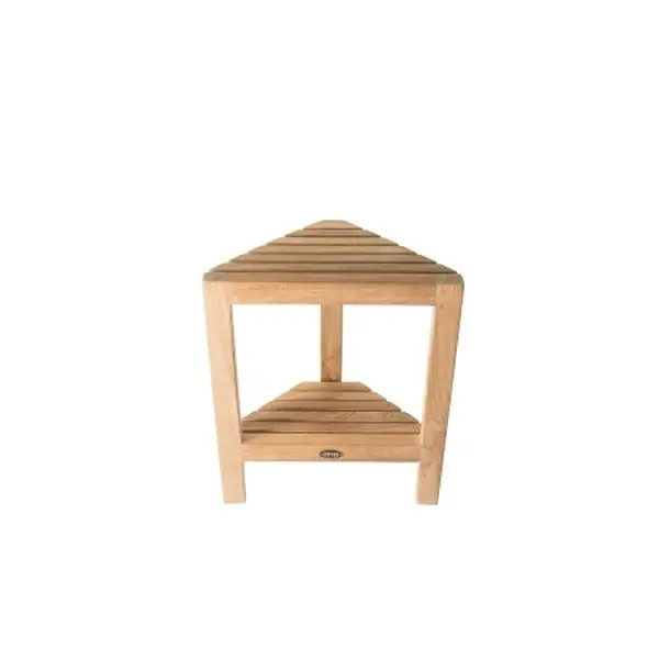 Fiji 2-Tier Corner Footrest - Stainless Steel Build, No Rust, Highest Quality Hardware, Responsibly Harvested Plantation Grown Teak, 10 lbs Weight, 18x14.5x8" Dimensions, Two Tiers