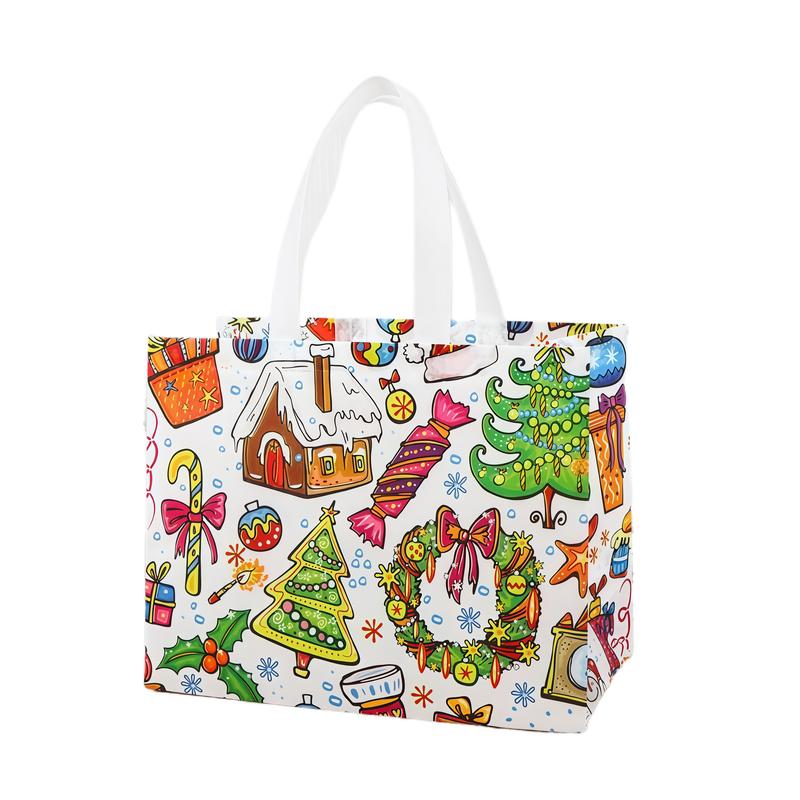 16PCS Christmas Gift Bags With Assorted Patterns. Reusable Non - Woven, Handle - Equipped. Ideal For New Year & Christmas Decor, Perfect For Holiday Gifting.Box Packs heavy-duty storage tote foldable shopping tote Water-Resistant market trip