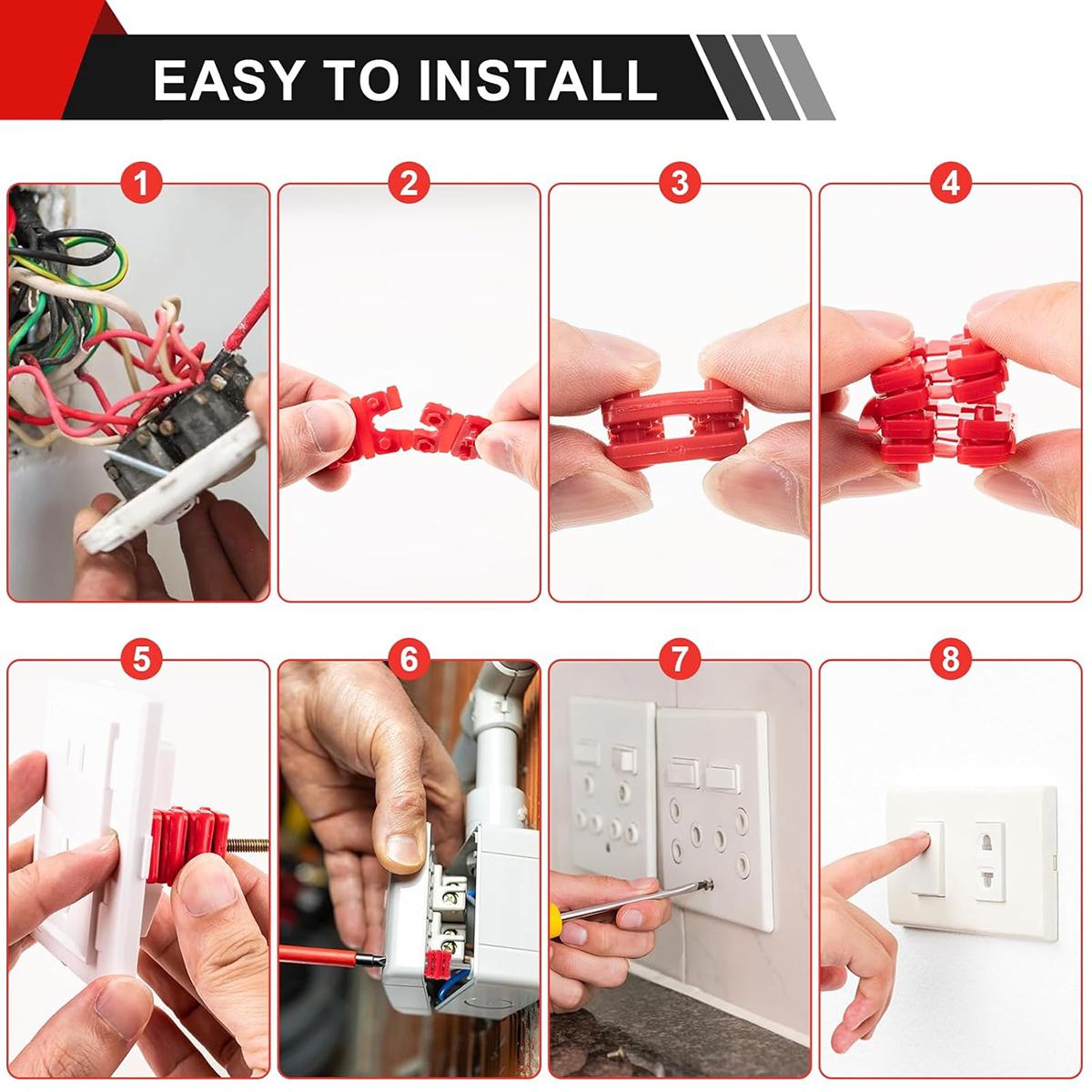 Outlet Spacers for Electrical Boxes - 24/60/120 PCS Stackable 0.8*0.8 Inches Twist-Apart Multiple Strips, Electrical Extenders for Loose Switch & Receptacle Plug Fix