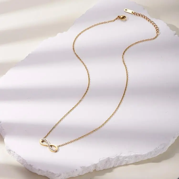 Infinity Necklace for Women Stainless Steel Pendant Necklace Gold & Silver Color