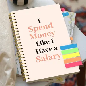 Fun Cover Spiral Budget Planner Notebook, Bill Payment Tracker, Income Expense Savings Management Ledger, Includes Stickers Labels