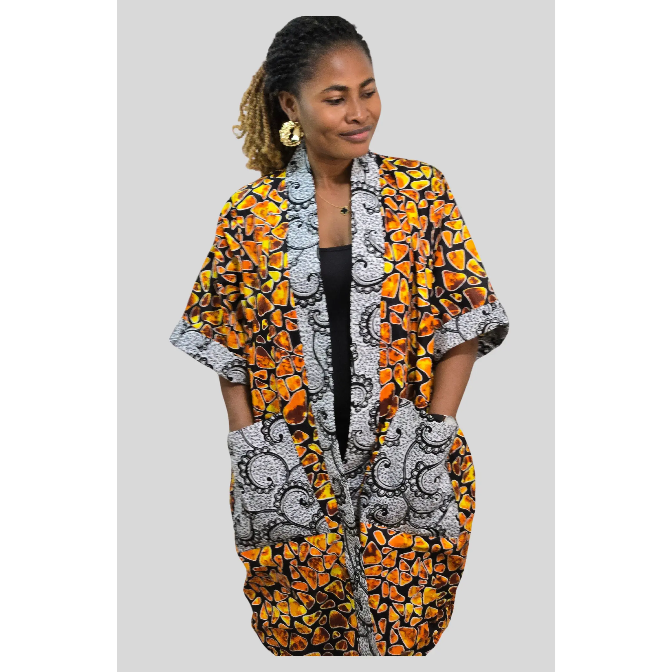 Simi - Kimono Ankara African Print Jacket - 100 Cotton