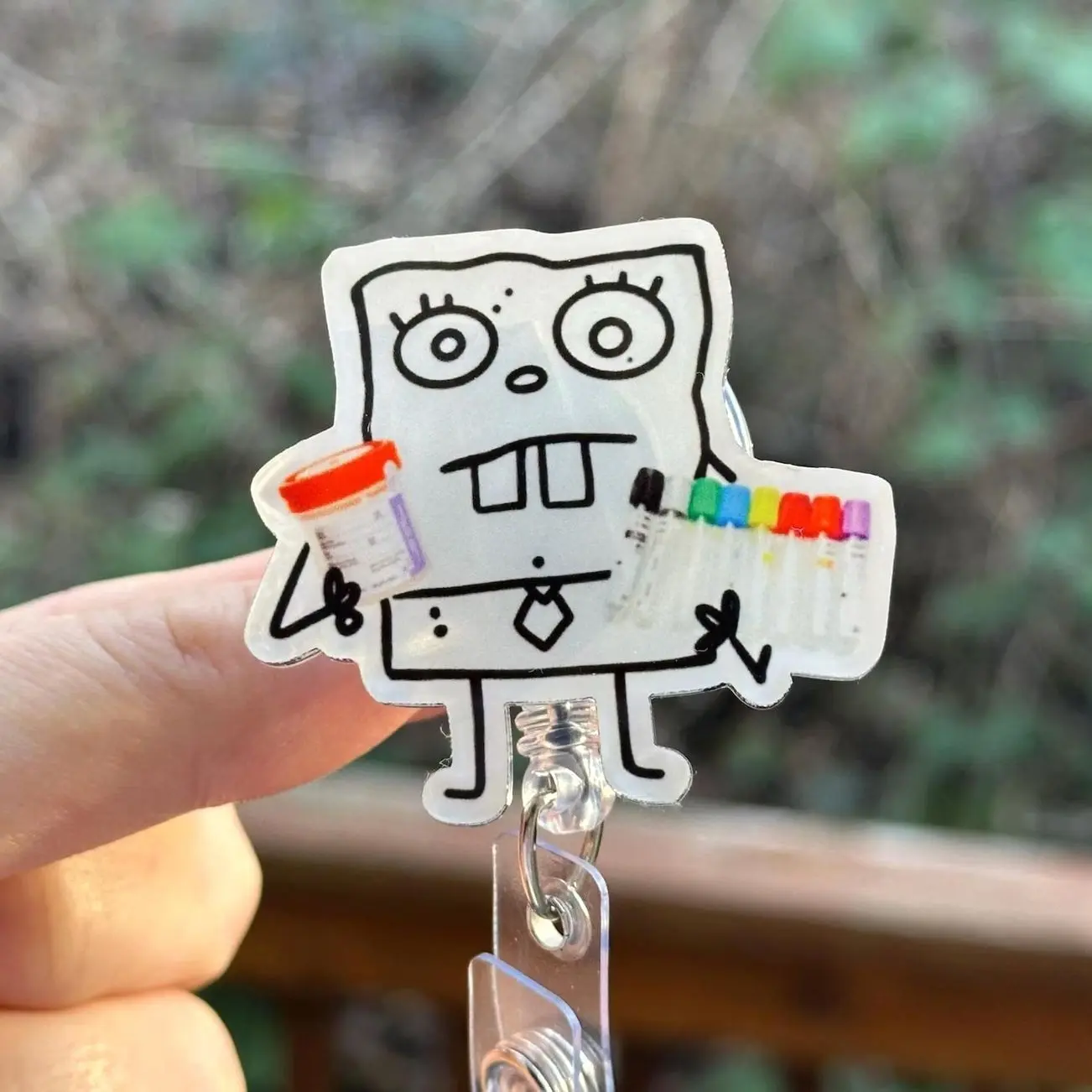 Cartoon Doodle Specimen Cup and Lab tubes-Badge Reel