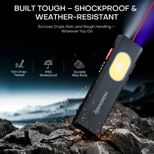 EDC Flat Flashlight Purple Work Light Trace Detection Laser Cat Light Toy Rechargeable, 1000 Lumens Mini Magnetic USB-C Work Light with Pocket Clip, Dual COB Lights, 11 Modes for Camping Hiking Mechanic Emergency, Waterproof Pocket Toollight