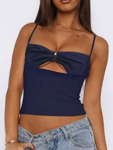 Women's Y2K Summer Hollow Out Sexy Spaghetti Strap Vest, Slim Fit Sleeveless Top, Casual Fashion for Women, Perfect for Daily Wear, Lady