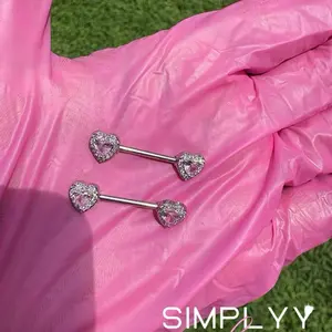 Pink ice nipple ring