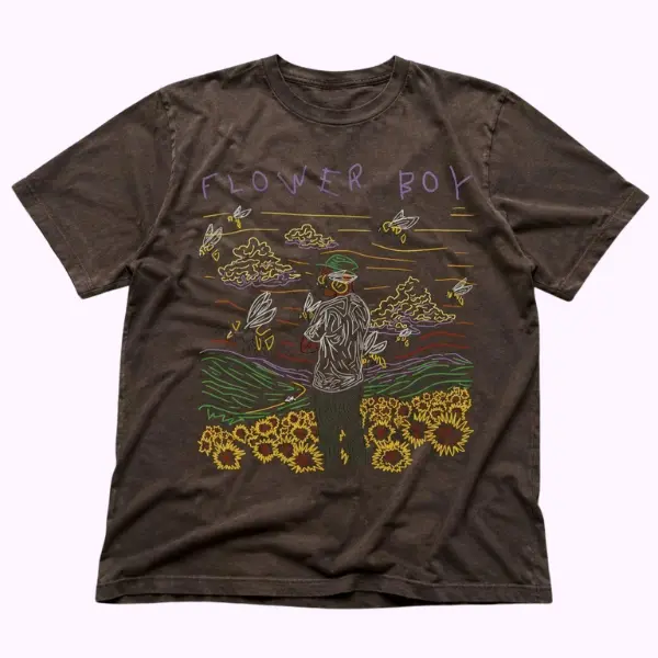 Flower Boy Aesthetic Graphic Tee, Vintage Y2K Floral Unisex T-Shirt