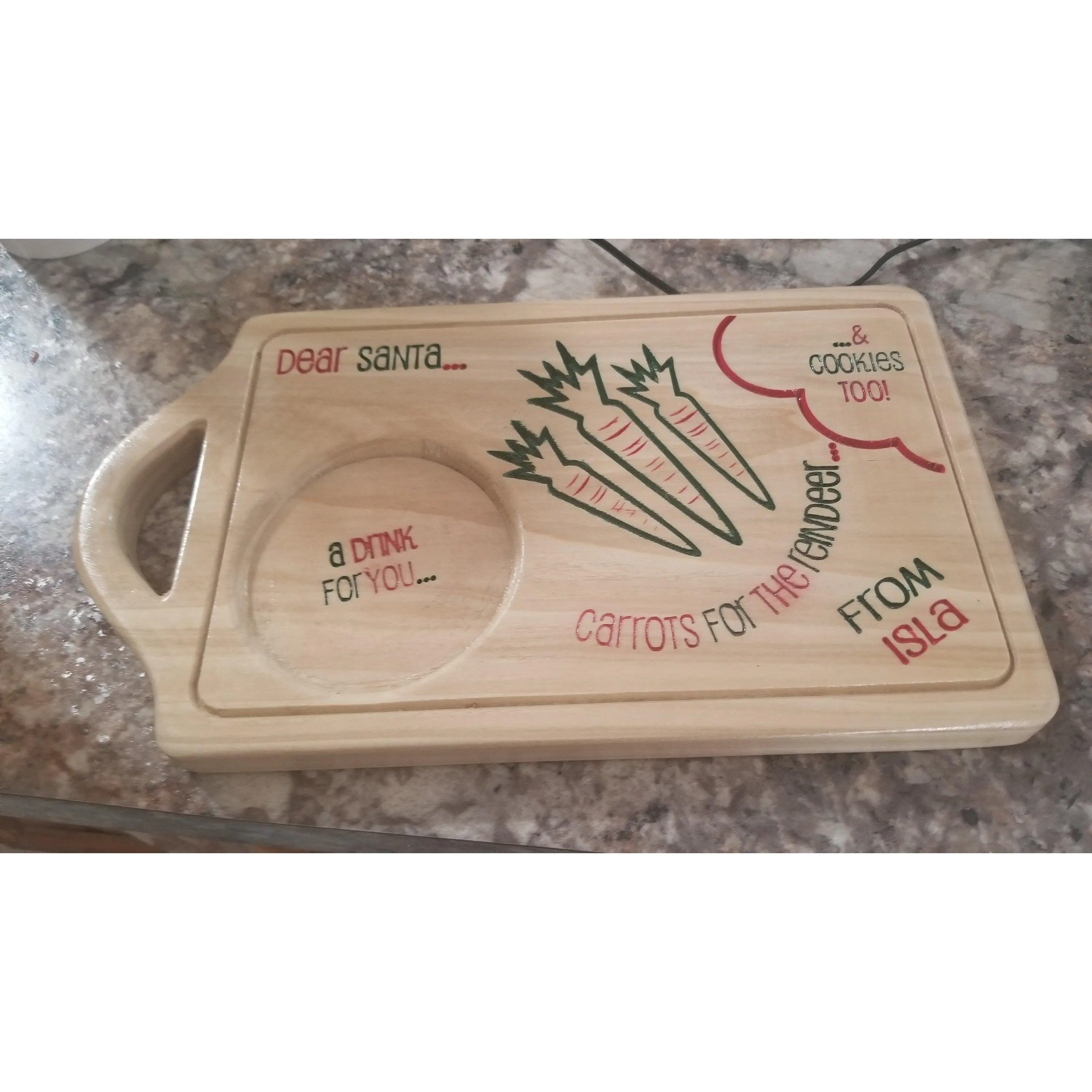 Custom Personalized Christmas Eve Tray - Dear Santa Cookies Milk Carrots