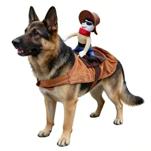 Western Cowboy Plush Pet Costume for Dogs & Cats, Plush Rider Doll with Hat & Sunglasses, Quick-On Velcro Closure, Photo-Ready Outfits, Sizes S-XL, Plush Costume Costumes