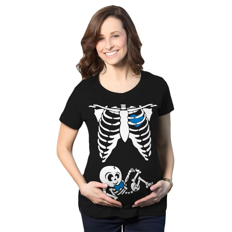 Maternity Baby Boy Skeleton Cute Halloween Pregnancy Bump Tshirt Funny Graphic Maternity Tee Cute Pregnancy Tees With Plus Sizes Pregnant Halloween Maternity Wear Maternity Shirts