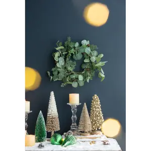 24" Green Foam Cedar Foliage Wreath, Home Decor Ornaments for Entryway Room Decoration, BD XDD