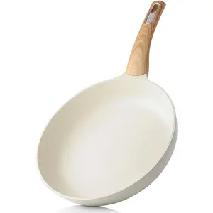 Ceramic Nonstick Frying Pan Small Skillet, 8/9.5/11/12.5Inch Non Stick Omelet Pan, Non-toxic Kitchen Cooking Chef's Pan, Free of Intentionally Added PFOA/PFAS/PTFE, Induction Compatible, White
