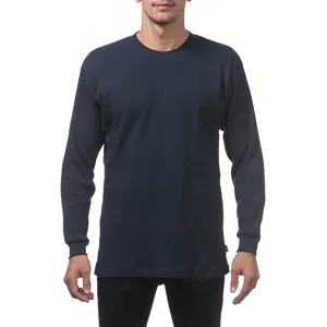 Pro Club Men's Heavyweight Cotton Long Sleeve Thermal Shirt - Navy Blue - Medium