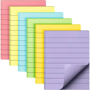 - Lined Sticky Notes, 3" x 4", 6 Pads, 60 Sheets/Pad, Pastel Color, Sticky Notes with Lines, Ruled  Stickies, Memo Pads, Self-Stick Note Pad for Office, School, , Study & Organization
