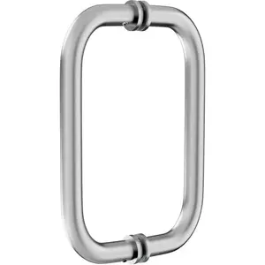 8 Inch Hole Centers CTC 304 Stainless Steel Back-to-Back Shower Door Handle, Heavy Duty Tubular Grip Glass Pull Replacement Hardware for Frameless Sliding Bathroom Doors, Brushed Nickel