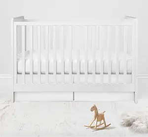 Bacati Solid Crib Skirt Dust Ruffle - White