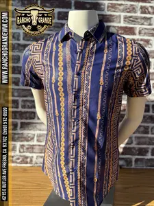 Rancho Grande Men's Short Sleeve Pavini Shirt SS021028 All Seasons Stylish Striped Design