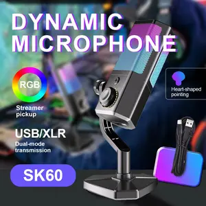 RGB Gaming Microphone for Esports Streaming, Noise-Canceling Desktop Condenser Mic, USB Plug-In, Compatible with PC/laptop, No Battery Needed